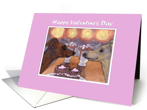 Happy Valentines day, greyhound dogs in love card (1502198)