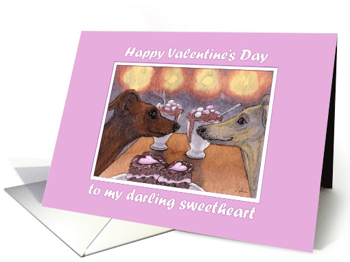 Happy Valentines day sweetheart, greyhound dogs in love card (1502202)