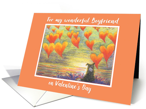 Happy Valentines day boyfriend, border collie dog and love hearts card