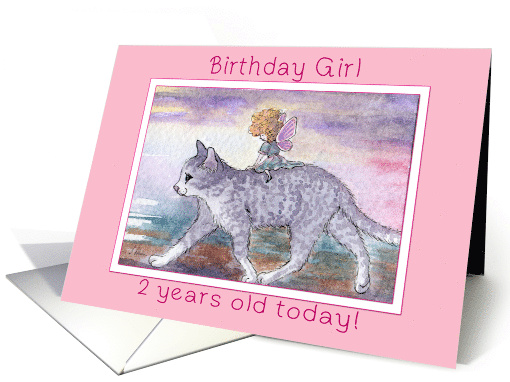 Birthday girl, 2nd birthday, cat and fairy card (1505032)