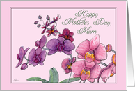 Happy Mother’s Day Mum, pink & purple orchids card