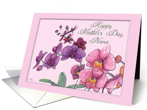 Happy Mother's Day Nana, pink & purple orchids card (1512304)