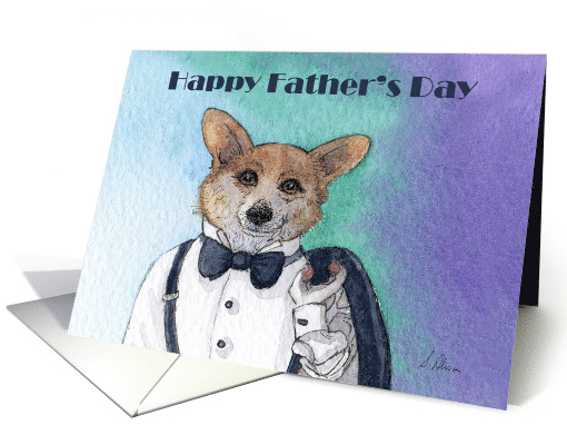 Happy Father's Day, corgi dog in tuxedo card (1519990)