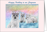 Happy Birthday to our Stepmom, queen west highland terrier dog, card