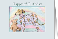 Happy 9th Birthday, Greyhound in Pyjamas card