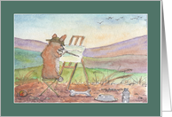 Corgi Dog Artist, Landscape Painting, Blank card