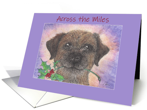 Across the Miles, Border Terrier Dog & Holly card (1584936)