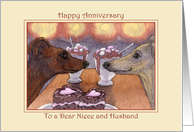 Two Greyhounds Celebrate their Wedding Anniversary, Niece and Husband card