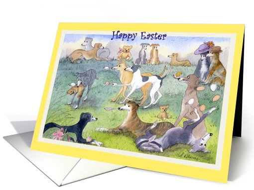 Happy Easter paper greeting card greyhound egg card (399249)