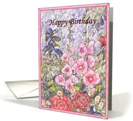 happy birthday paper greeting card flowers card (404841)