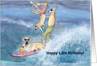 paper greeting card, birthday card, 12, twelve, dog, card