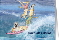 paper greeting card, birthday card, 15, fifteen, dog, card