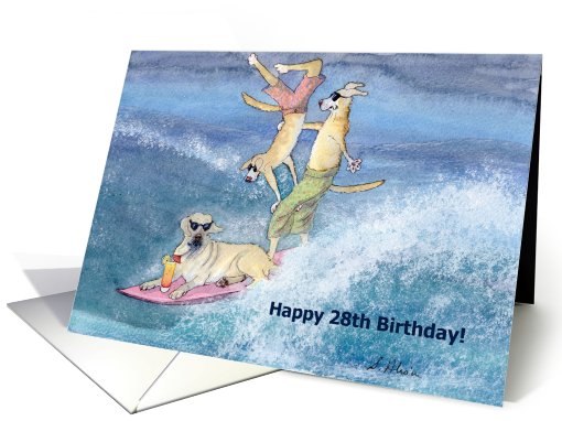 paper greeting card, birthday card, 28, twenty-eight, dog, card