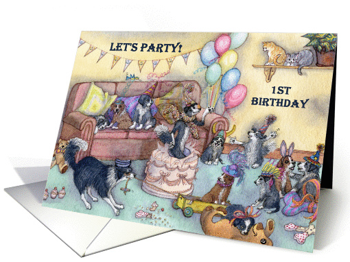 birthday party invitation, 1, one, first, card (429308)