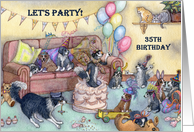 birthday party invitation, 35, thirty-five, thirty fifth, card