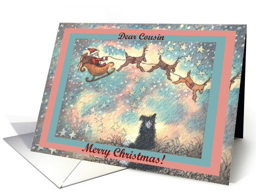 Merry Christmas, dog, puppy, santa, cousin, card (486821)