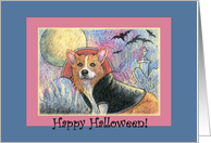 paper card, dog, Corgi, halloween, card