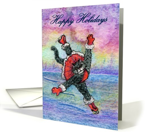 happy holidays, paper card, black cat, card (499954)