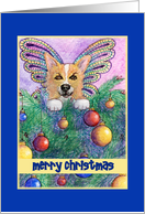 merry christmas, paper card, dog, card