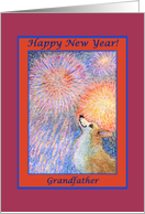 happy new year, corgi, dog, fireworks, grandfather, card