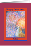 happy new year, corgi, dog, fireworks, father, card