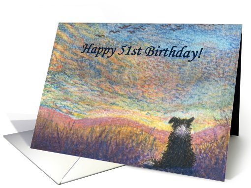 birthday card, border collie, dog, 51, card (566324)