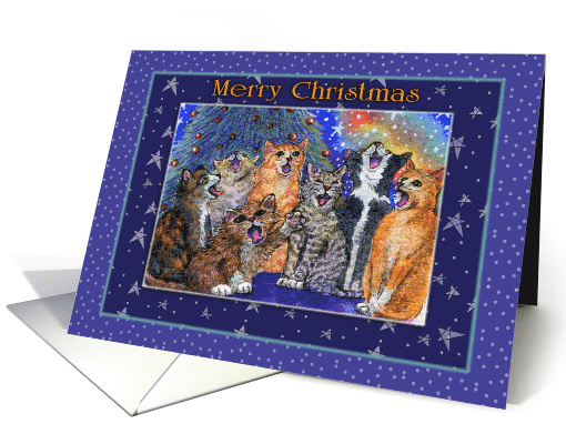 A Choir of Cats sing Merry Christmas card (670713)