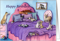 puppies, dog, happy birthday, card