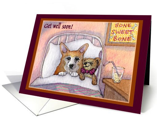 corgi, get well soon, dog, teddy bear, card (748603)