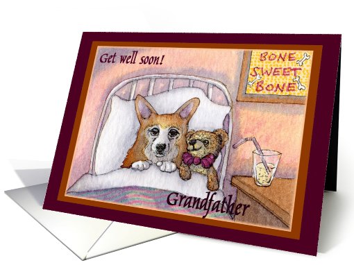 corgi, get well soon grandfather, dog, teddy bea card (749138)