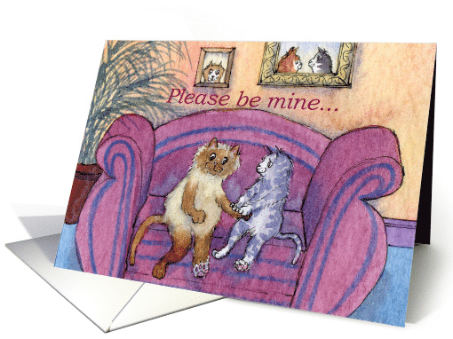 Cats on sofa, Please be mine, card (752220)