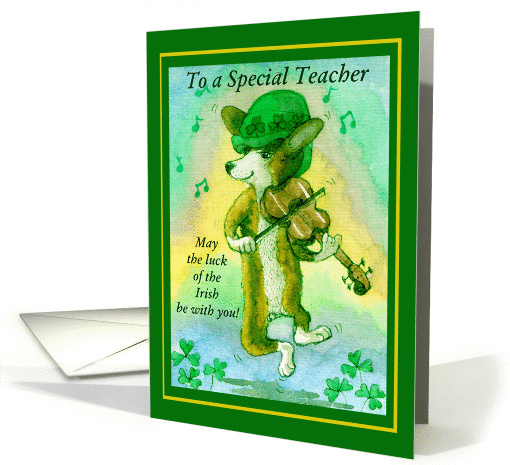 corgi leprechaun for a special teacher card (773685)