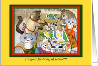 Nursery school kittens painting pictures Card