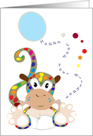 Baby monkey leap year birthday card
