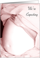 We’re Expecting a Baby Girl, Pink Belly Bulge card