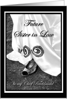 Future Sister in Law be my Chief Bridesmaid Wedding Dress and Shoe card