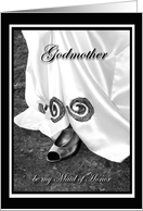 Godmother be my Maid of Honor Wedding Dress and Shoe card