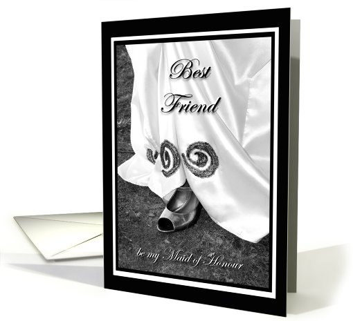 Best Friend be my Maid of Honour Wedding Dress and Shoe card (694359)