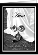 Aunt be my Matron of Honor Wedding Dress and Shoe card