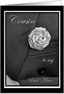 Cousin Best Man Invitation, Jacket and Flax Flower card