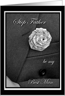 Step Father Best Man Invitation, Jacket and Flax Flower card