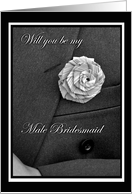 Will you be my Male Bridesmaid Jacket and Flax Flower Invitation card