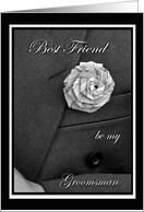 Best Friend Groomsman Invitation, Jacket and Flax Flower card