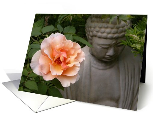 Garden Buddha with rose card (142120)