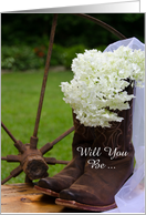 Be My Bridesmaid,Country Hydrangea and Cowboy Boots,Custom Personalize card