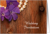 Wedding Invitation,Rustic Purple Flowers Barn Wood,Custom Personalize card