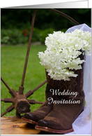 Wedding Invitation,Rustic Hydrangea Cowboy Boots,Custom Personalize card