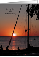 Happy Father’s Day to Son - Sailboat at Sunset card