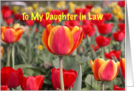 Happy Easter To my Daughter in Law - Red and Yellow Tulip Garden card