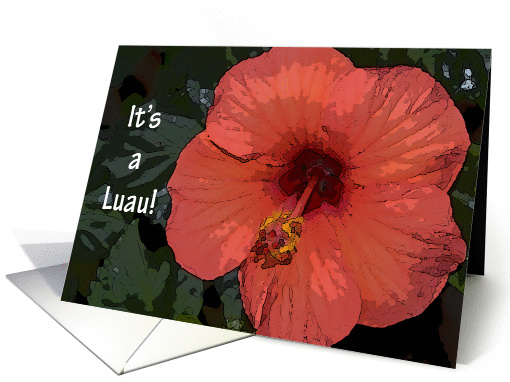 Luau Invitation - Red Hibiscus Flower card (165820)